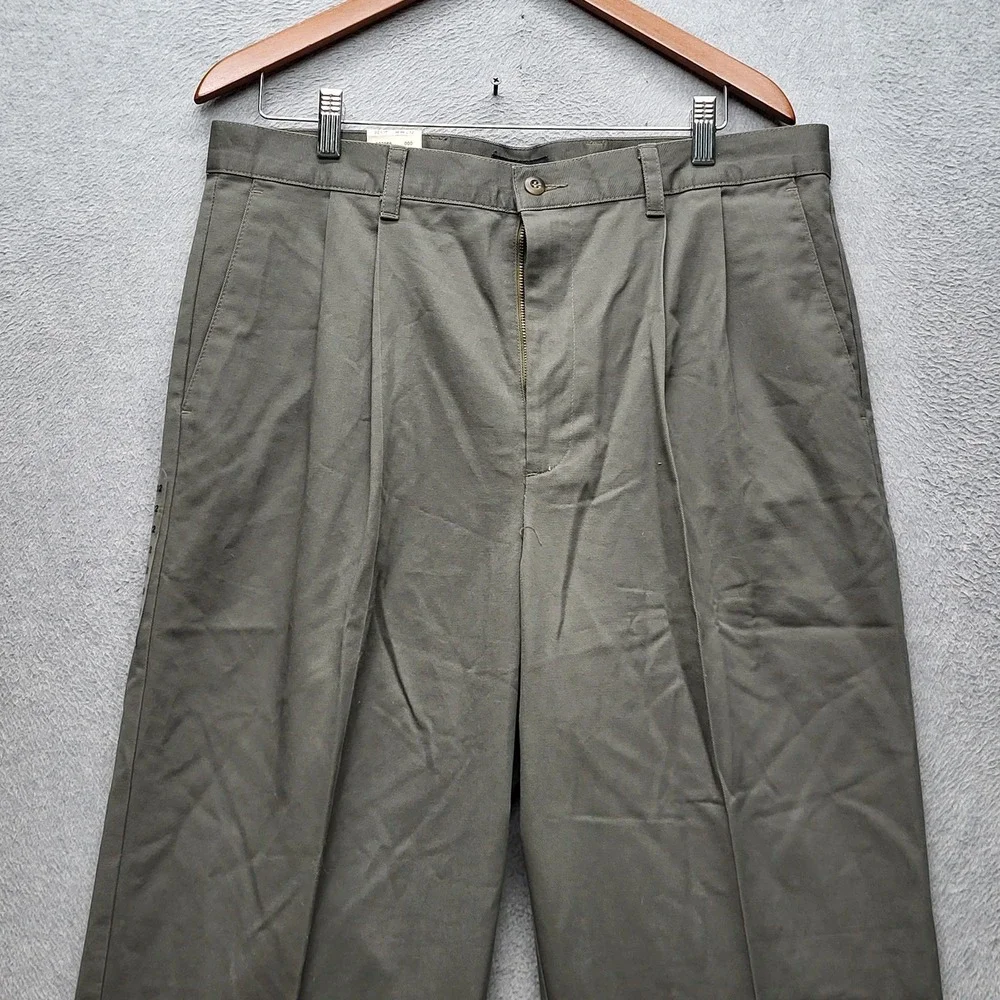 Dockers Men Pants 36X32 Olive Chino Twill Pleated Button 32